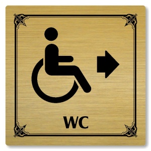 WC invalidé vpravo, 80x80mm, zlatá, Nebraska